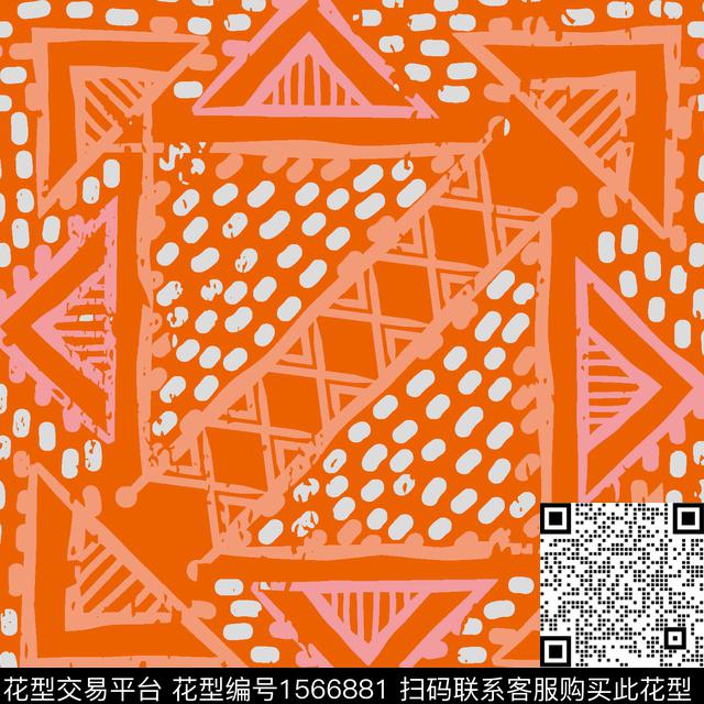 明里暗里.jpg - 1566881 - 橙色 方巾 几何 - 数码印花花型 － 方巾花型设计 － 瓦栏