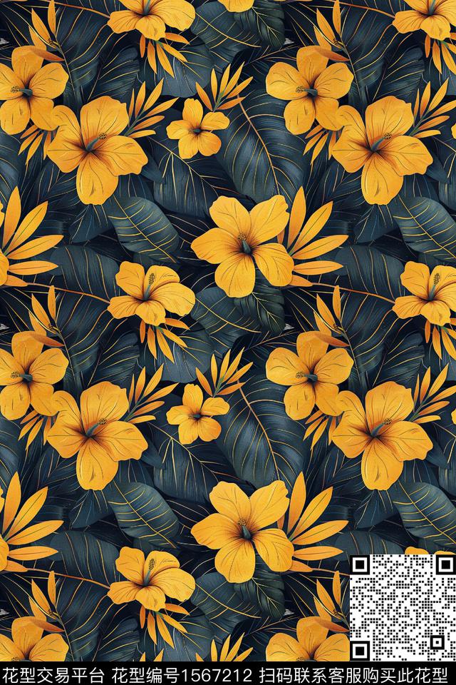 7.jpg - 1567212 - 满版散花 花卉 黑底花卉 - 数码印花花型 － 女装花型设计 － 瓦栏