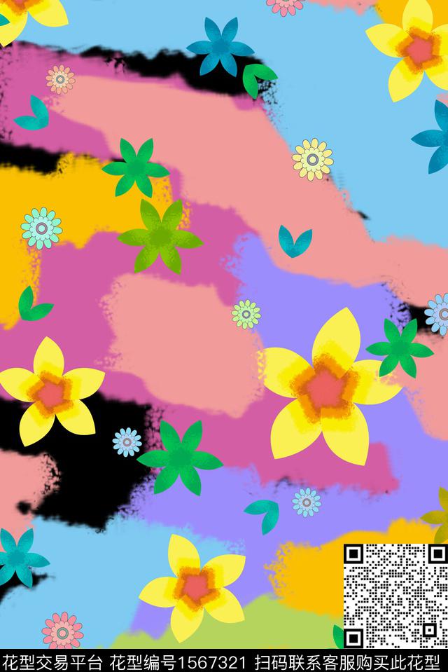 2024.4.25（跳接）.jpg - 1567321 - 花卉 迷彩 剪纸花 - 数码印花花型 － 女装花型设计 － 瓦栏