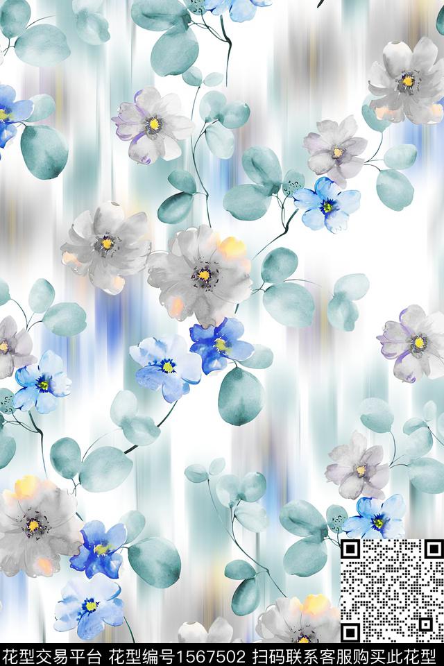 xz5451.jpg - 1567502 - 花卉 底纹 水彩花卉 - 数码印花花型 － 女装花型设计 － 瓦栏