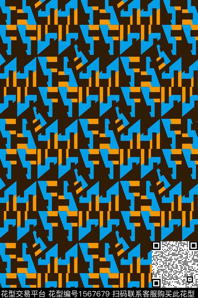 五湖四海.jpg - 1567679 - 几何 字母 连续 - 传统印花花型 － 男装花型设计 － 瓦栏