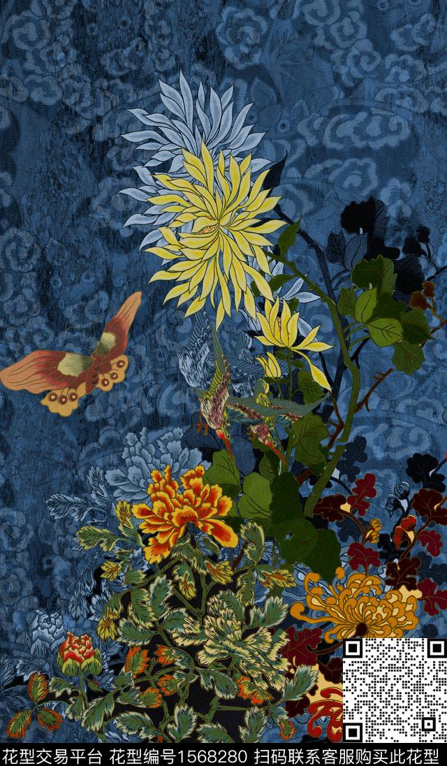 dwhx-0004.jpg - 1568280 - 定位 花卉 中国风 - 数码印花花型 － 女装花型设计 － 瓦栏