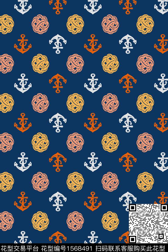 名扬四海.jpg - 1568491 - 线团 航海风 符号 - 数码印花花型 － 童装花型设计 － 瓦栏