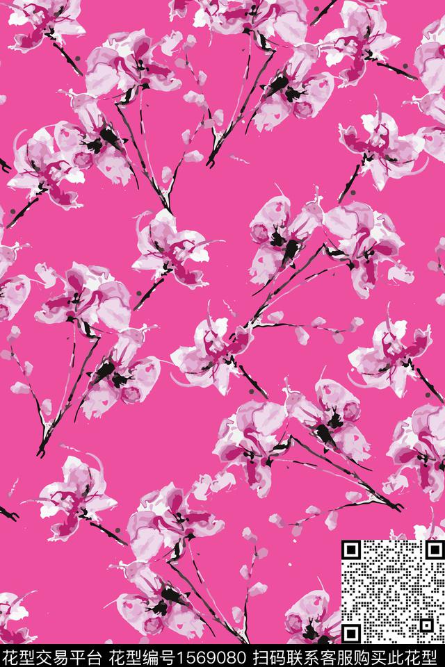 花卉22044.jpg - 1569080 - 花卉 抽象花卉 树枝 - 数码印花花型 － 女装花型设计 － 瓦栏