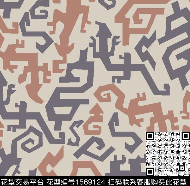 风格.jpg - 1569124 - 民族风 抽象 几何 - 传统印花花型 － 女装花型设计 － 瓦栏