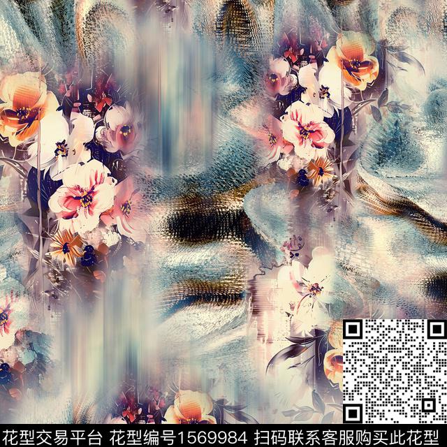 C-W-52421.jpg - 1569984 - 底纹 水彩花卉 水彩 - 数码印花花型 － 女装花型设计 － 瓦栏