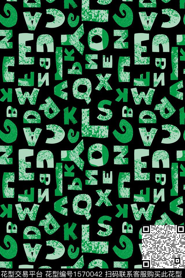 母仪天下.jpg - 1570042 - 趣味 绿色 字母 - 数码印花花型 － 男装花型设计 － 瓦栏
