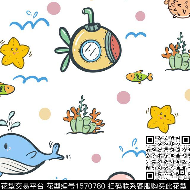 07CFEB6F-BEEE-4B11-BE76-9F982A326314.jpg - 1570780 - 海洋 插画 卡通动物 - 数码印花花型 － 童装花型设计 － 瓦栏