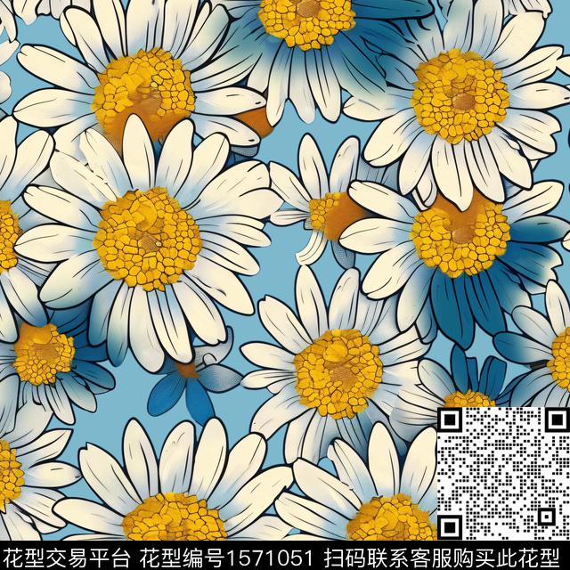 CS240800400-1.jpg - 1571051 - 水彩 菊花 花卉 - 数码印花花型 － 女装花型设计 － 瓦栏
