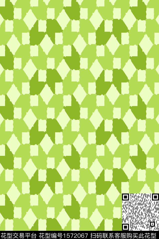 绿草青青.jpg - 1572067 - 绿色 几何 格子 - 传统印花花型 － 童装花型设计 － 瓦栏