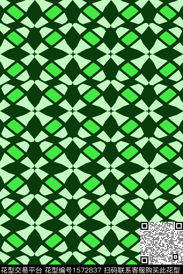 运筹帷幄.jpg - 1572837 - 绿色 格子 几何 - 传统印花花型 － 男装花型设计 － 瓦栏