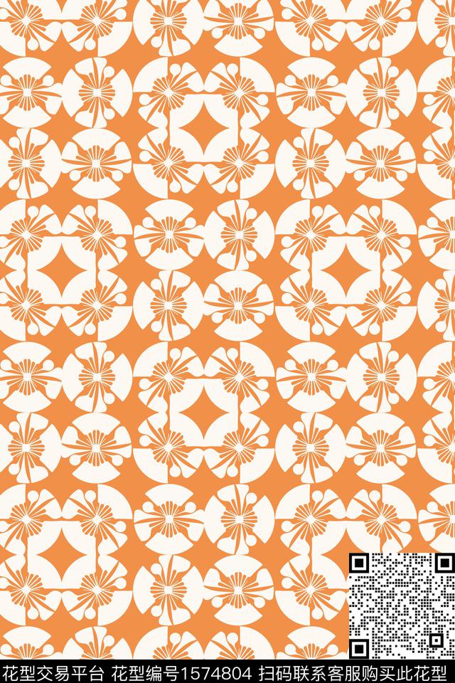 似曾相识.jpg - 1574804 - 橙色 几何 方向 - 传统印花花型 － 女装花型设计 － 瓦栏