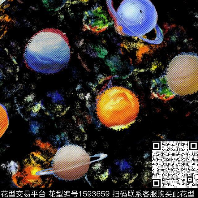 宇宙闪点2.jpg - 1593659 - 宇宙 涂鸦 童装 - 数码印花花型 － 童装花型设计 － 瓦栏