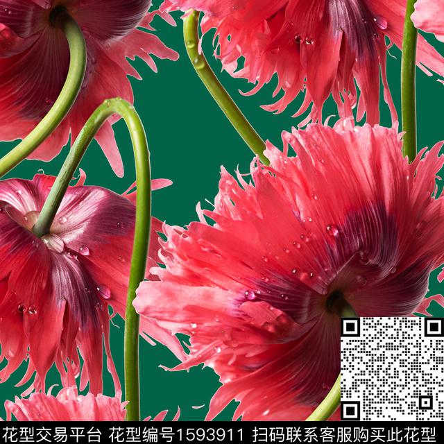 R2411048.jpg - 1593911 - 花卉 水彩花卉 大花 - 数码印花花型 － 女装花型设计 － 瓦栏