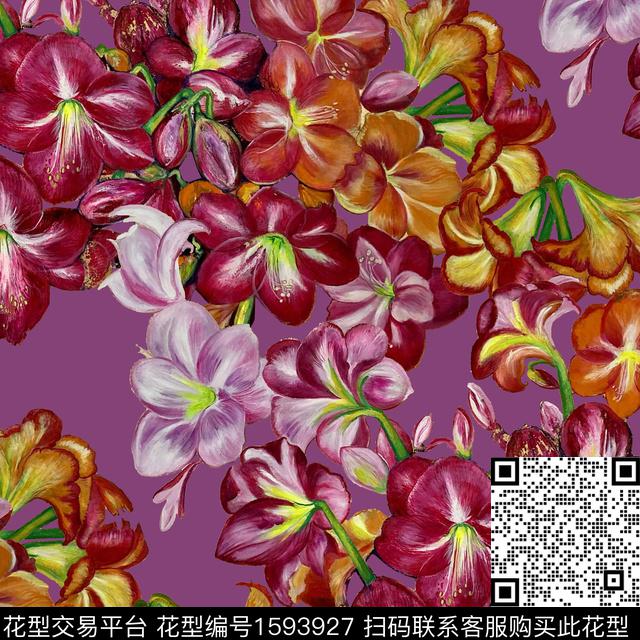 R2411054.jpg - 1593927 - 中老年 花卉 油画花型 - 数码印花花型 － 女装花型设计 － 瓦栏