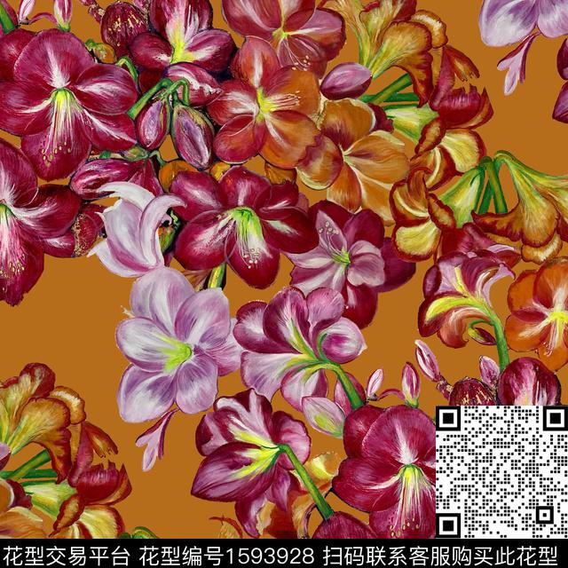 R2411054A.jpg - 1593928 - 中老年 香云纱 油画花型 - 数码印花花型 － 女装花型设计 － 瓦栏