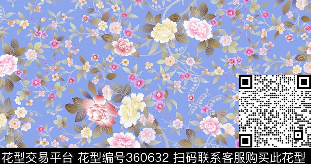 清.韵01.tif - 360632 -  - 传统印花花型 － 床品花型设计 － 瓦栏