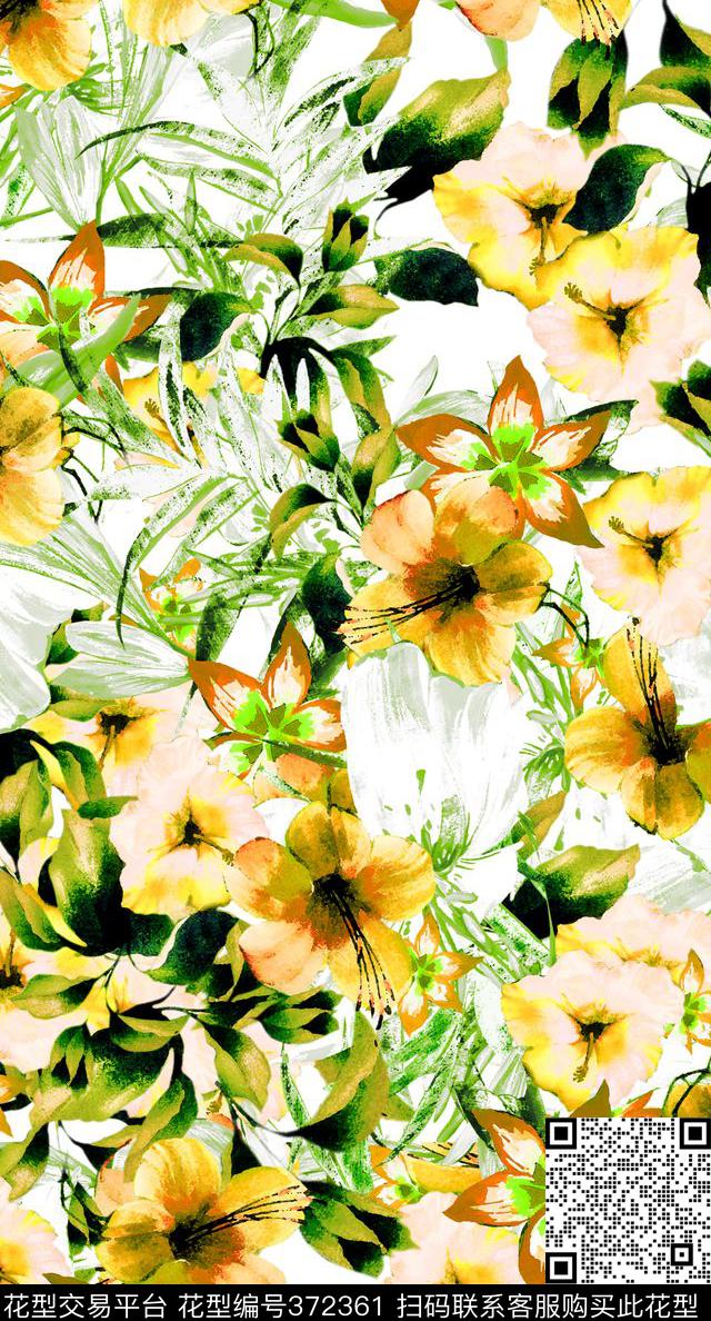 数码满版花卉 - 372361 - 数码 满版花卉 - 数码印花花型 － 女装花型设计 － 瓦栏