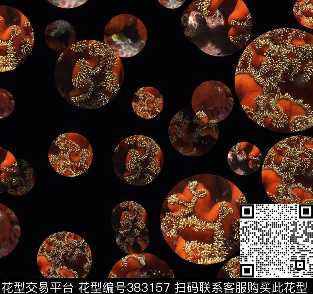 复古海洋生物波点几何潮流男装花型 - 383157 - 波点 潮流 复古 - 数码印花花型 － 女装花型设计 － 瓦栏