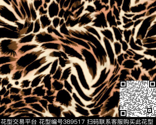 时尚豹纹 - 389517 - 豹纹 时尚皮毛 面料 - 传统印花花型 － 其他花型设计 － 瓦栏