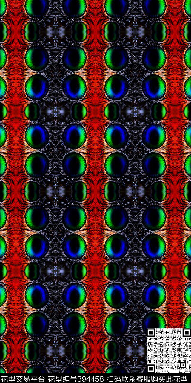 天艺 / 抽象 - 394458 - 彩色 抽象 四方连续 - 数码印花花型 － 女装花型设计 － 瓦栏