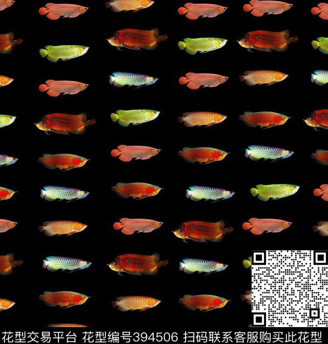 复古海洋鱼类潮流男装花型 - 394506 - 潮流 抽象 复古 - 数码印花花型 － 女装花型设计 － 瓦栏
