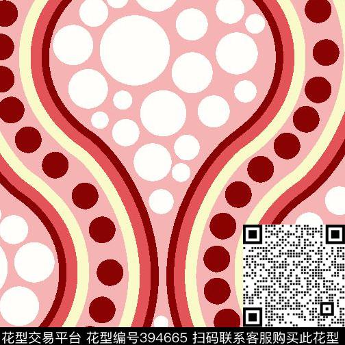 波浪线 - 394665 - 几何 波浪 圆点 - 传统印花花型 － 其他花型设计 － 瓦栏