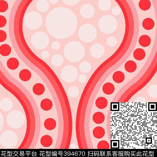 波浪线 - 394670 - 几何 波浪 圆点 - 传统印花花型 － 其他花型设计 － 瓦栏