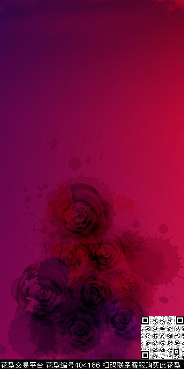 rose, combination, sky, dreamy, fantasy - 404166 - rose pink fantasy - 数码印花花型 － 女装花型设计 － 瓦栏