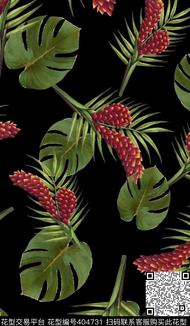 2015011401-a - 404731 - 植物叶子 花卉 植物花卉 - 数码印花花型 － 女装花型设计 － 瓦栏