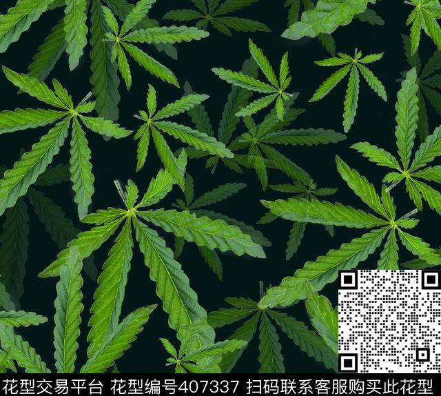 层次叶印花 - 407337 - 欧美时尚 抽象 男装衬衫 - 数码印花花型 － 男装花型设计 － 瓦栏