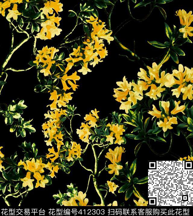 D&G 2015 度假系列 - 412303 - D&G 2015 花卉 100元买断区 - 数码印花花型 － 女装花型设计 － 瓦栏