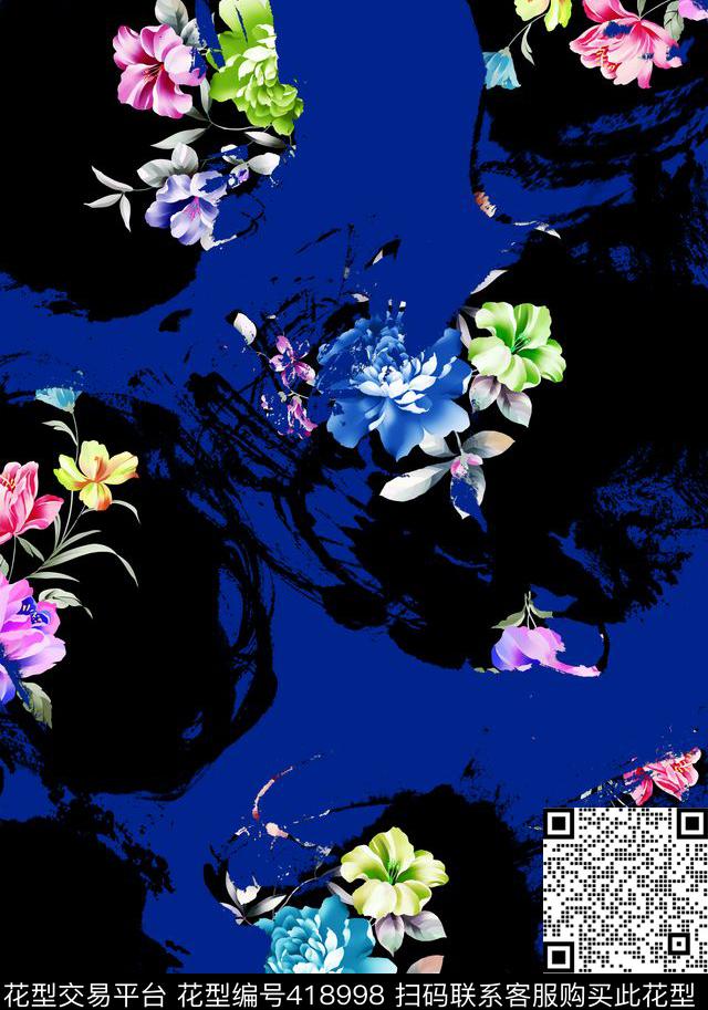 CD0180 - 418998 - 层次 花朵 手绘 - 数码印花花型 － 女装花型设计 － 瓦栏