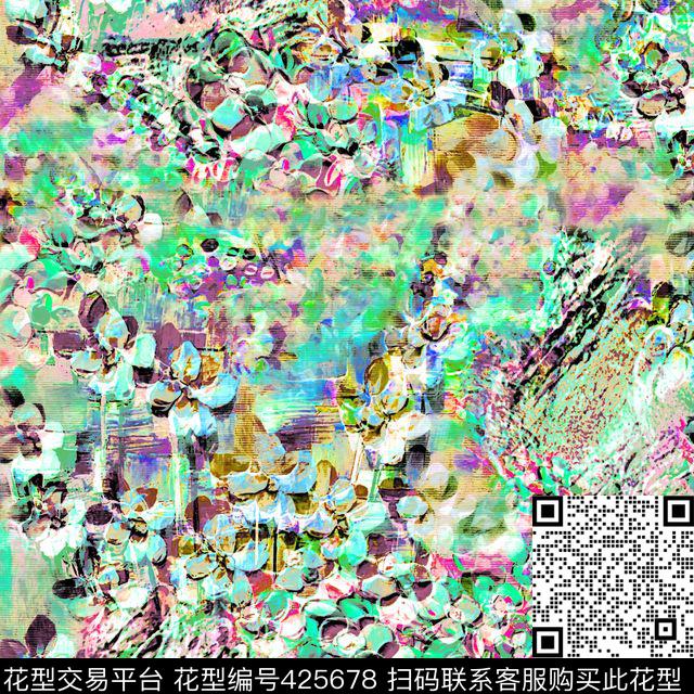 抽象色块 - 425678 - 抽象色块 - 数码印花花型 － 女装花型设计 － 瓦栏