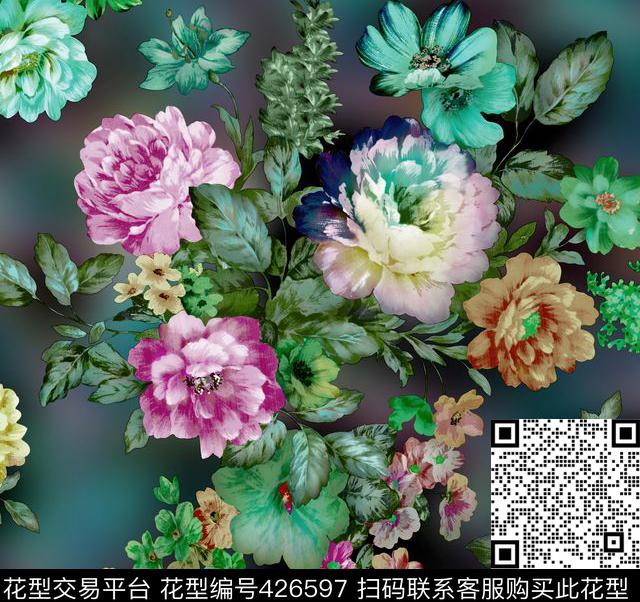 时尚印花  面料花型   数码花型 - 426597 - 时尚印花  面料花型   数码花型 - 数码印花花型 － 女装花型设计 － 瓦栏