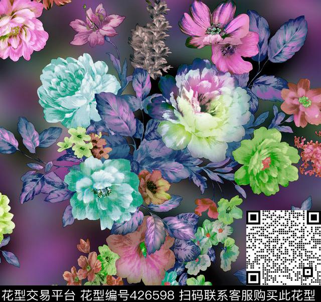 时尚印花  面料花型   数码花型 - 426598 - 时尚印花  面料花型   数码花型 - 数码印花花型 － 女装花型设计 － 瓦栏