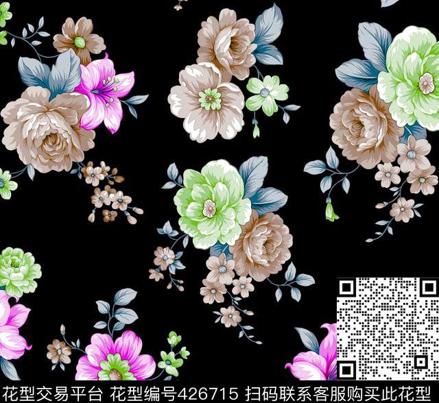 时尚印花  面料花型   数码花型 - 426715 - 时尚印花  面料花型   数码花型 - 数码印花花型 － 女装花型设计 － 瓦栏