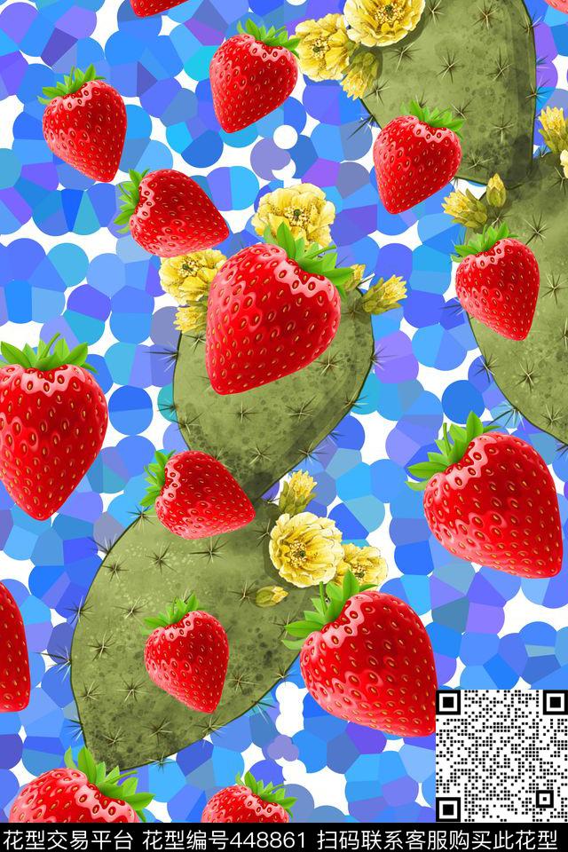 草莓 - 448861 - 植物 水果 随意 - 数码印花花型 － 其他花型设计 － 瓦栏