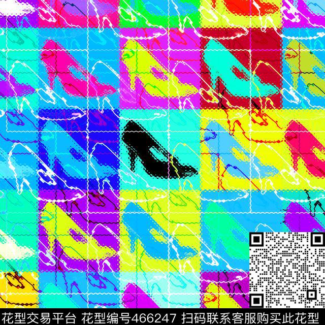 时尚高跟鞋心跳钟爱女鞋波普女装连衣裙衬衣内衣泳装壁纸 - 466247 - 时尚 高跟鞋 心跳 - 传统印花花型 － 女装花型设计 － 瓦栏