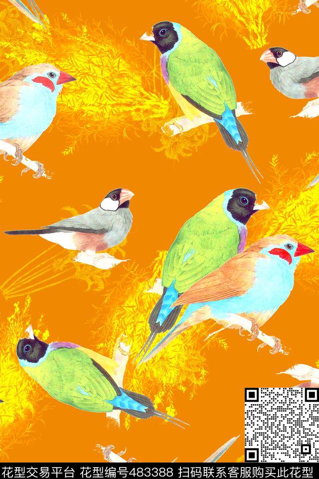 沙发布艺创意图案 - 483388 - 创意沙发图案 创意设计 鸟 - 数码印花花型 － 沙发布花型设计 － 瓦栏