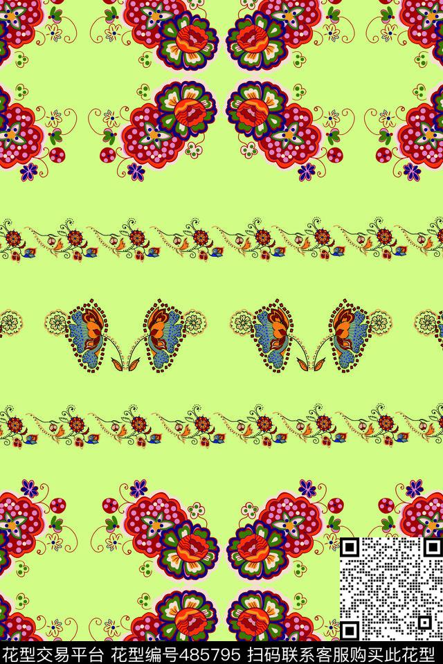 代 - 485795 - 花卉 时尚 家纺 - 数码印花花型 － 其他花型设计 － 瓦栏