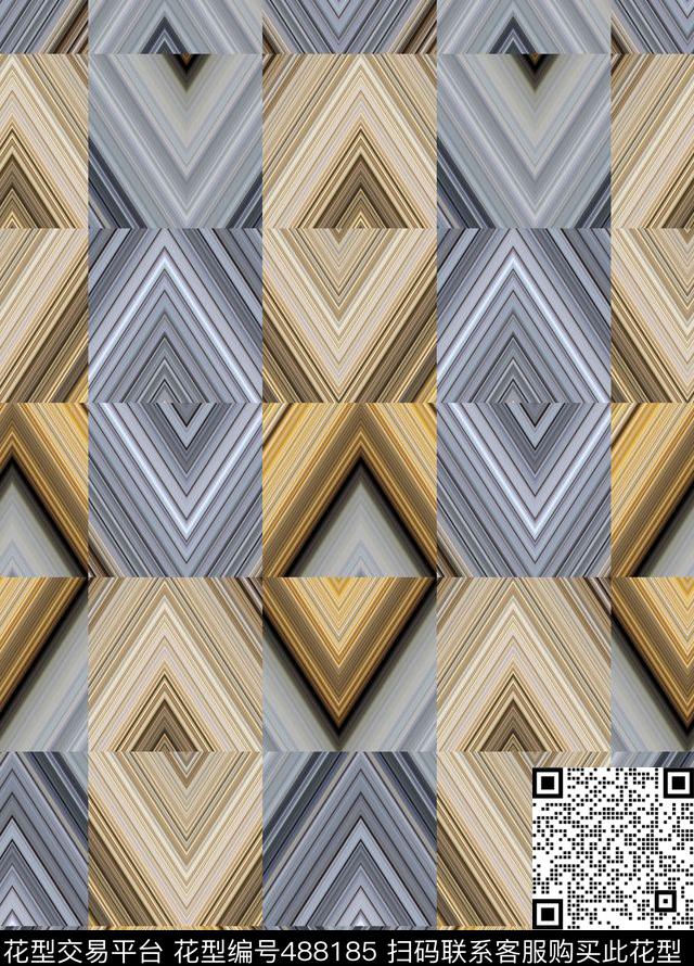 潮起潮落 - 488185 - 抽象 格子 灰色 - 数码印花花型 － 沙发布花型设计 － 瓦栏