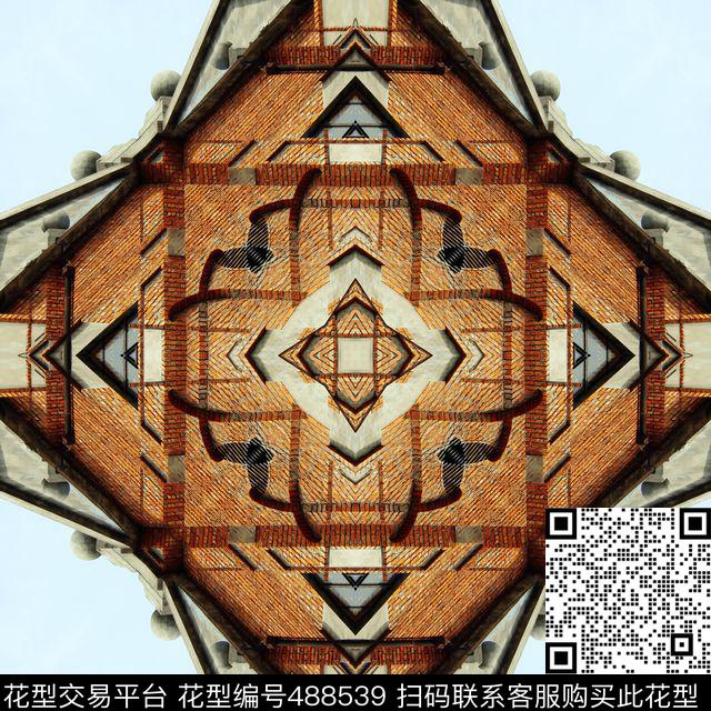 魔幻都市 - 488539 - 抽象 对称 建筑 - 数码印花花型 － 床品花型设计 － 瓦栏