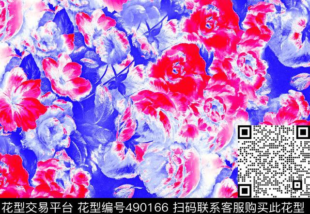 花 - 490166 - 时尚 抽象 花 - 数码印花花型 － 女装花型设计 － 瓦栏