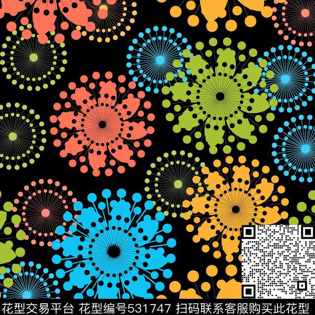 geometric design - 531747 - textile design printing - 传统印花花型 － 床品花型设计 － 瓦栏