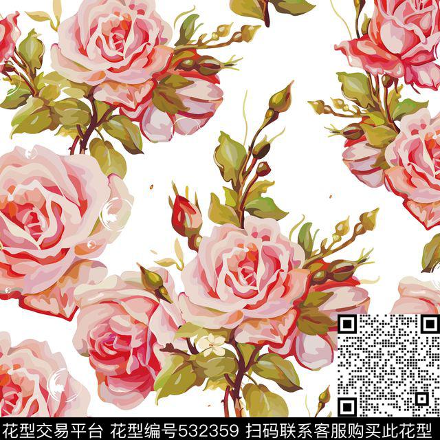 flower design - 532359 - textile design printing - 数码印花花型 － 床品花型设计 － 瓦栏