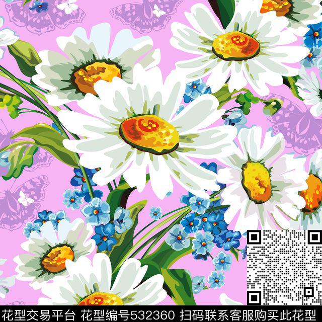 flower design - 532360 - textile design printing - 数码印花花型 － 床品花型设计 － 瓦栏