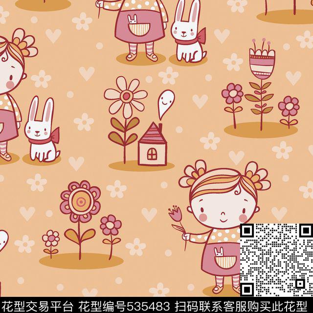 cartoon - 535483 - textile design printing - 传统印花花型 － 床品花型设计 － 瓦栏