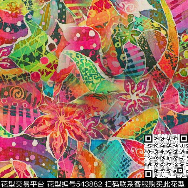 Abstract design - 543882 - design textiles printing - 数码印花花型 － 床品花型设计 － 瓦栏