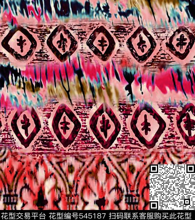 裙子民族花纹 - 545187 - 梦幻 花纹图案 民族花纹 - 数码印花花型 － 女装花型设计 － 瓦栏